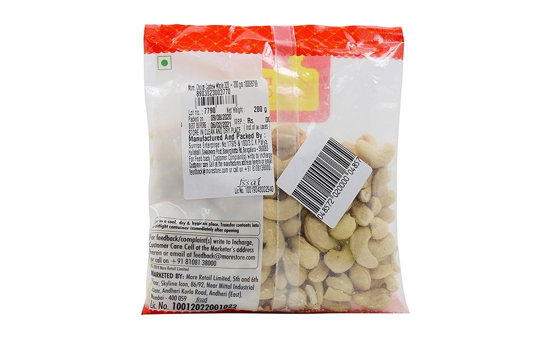 More Choice Cashew Whole 320    Pack  200 grams